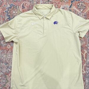 Nike Dri Fit Men's Light Cream Polo Shirt With WCU Cat Head Logo